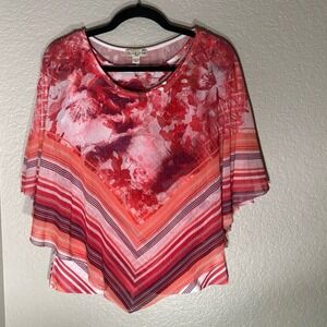 Live and Let Live - Boho Poncho Red and Orange Style Blouse PM